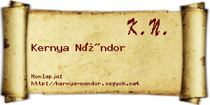 Kernya Nándor névjegykártya
