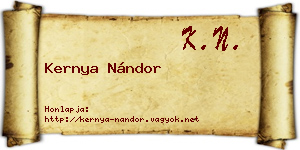 Kernya Nándor névjegykártya